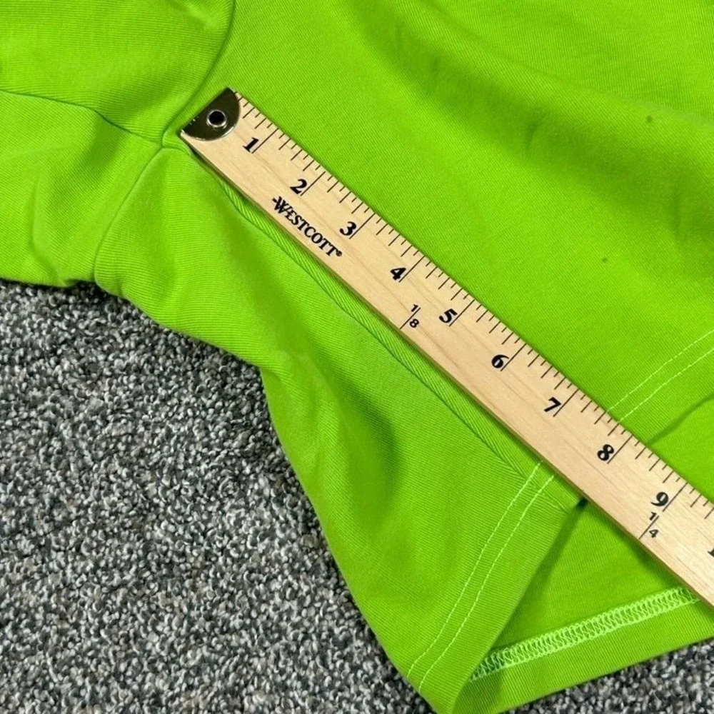The North Face Men XL Tech Sweat Short Safety Green Gray Athletic Zipper Pockets